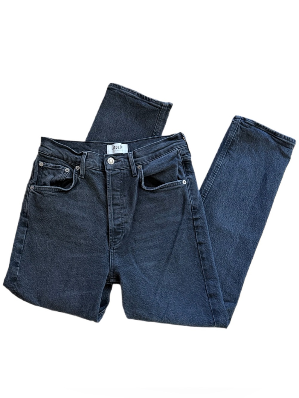 Agolde Riley Crop High Rise Straight Stretch Grey 27 - Picture 5 of 14